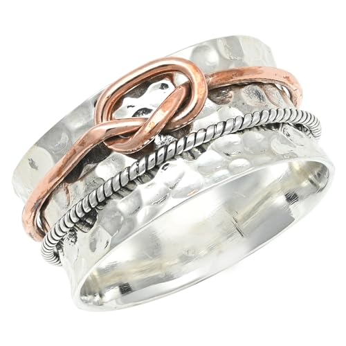 JEWELFORCE Silberner Spinnerring, 925er Sterlingsilber, Meditationsring für Männer und Frauen, alle Größen, handgefertigter Schmuck JSR-1272A_73 (23.2) von JEWELFORCE