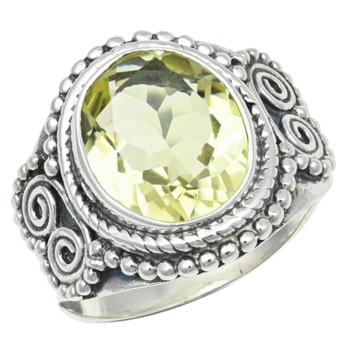 JEWELFORCE Zitronenquarz-Edelstein-Bandring für Herren und Damen, Bandring in allen Größen, Geschenkartikel, 925er-Sterlingsilber, Bandring-Schmuck JSR-1275B_64 (20.4) von JEWELFORCE