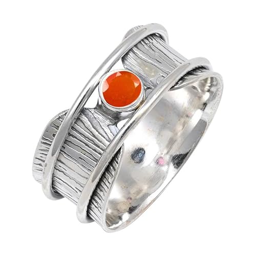 Karneol Edelstein 925 Sterling Silber Stilvoller Handgefertigter Band Ring Geschenkartikel Herren und Damen Alle Größen Schmuck JSR-156AF4_(50 (15.9)) von JEWELFORCE