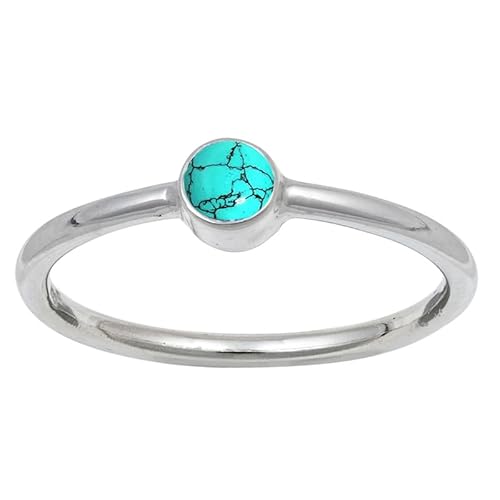 Lab Created Turquoise Edelstein für Herren und Damen in allen Größen Sterling Silber Stilvoller Handgefertigter Band Ring Geschenkartikel Schmuck JSR-107BU17_(63 (20.1)) von JEWELFORCE