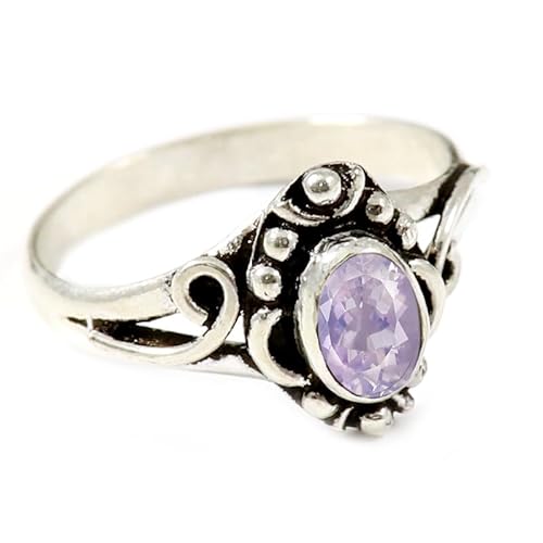 Laborgezüchteter Lavendelquarz Edelstein für Herren und Damen in allen Größen Sterling Silber Stilvoller Handgefertigter Band Ring Geschenkartikel Schmuck JSR-181AX11_(57 (18.1)) von JEWELFORCE