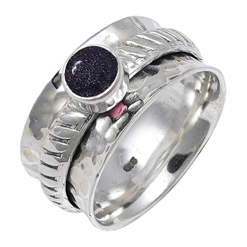 Laborgezüchteter Sonnenstein Edelstein für Herren und Damen in allen Größen Sterling Silber Stilvoller Handgefertigter Band Ring Geschenkartikel Schmuck JSR-144CA24_(70 (22.3)) von JEWELFORCE