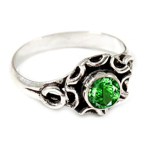 Laborgezüchteter Tsavorit Edelstein für Herren und Damen in allen Größen Sterling Silber Stilvoller Handgefertigter Band Ring Geschenkartikel Schmuck JSR-167AU23_(69 (22.0)) von JEWELFORCE