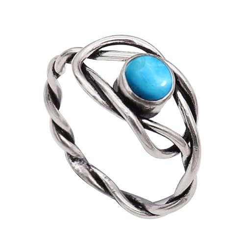 Laborgezüchteter Türkis Edelstein Sterling Silber Stilvoller Handgefertigter Band Ring Geschenkartikel für Männer und Frauen in allen Größen Schmuck JSR-1002BT11_(57 (18.1)) von JEWELFORCE
