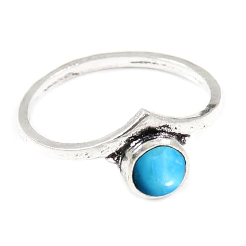 Laborgezüchteter Türkis Edelstein Sterling Silber Stilvoller Handgefertigter Band Ring Geschenkartikel für Männer und Frauen in allen Größen Schmuck JSR-360BT16_(62 (19.7)) von JEWELFORCE