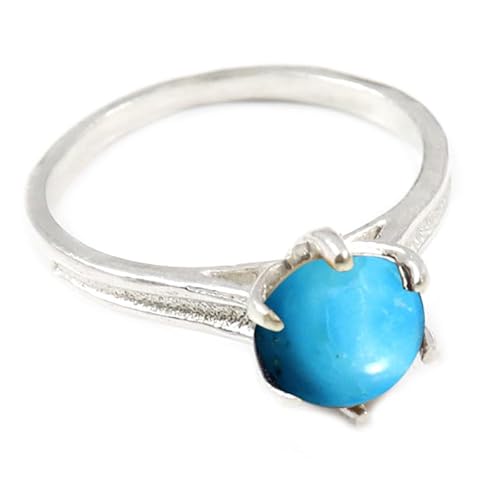 Laborgezüchteter Türkis Edelstein Sterling Silber Stilvoller Handgefertigter Band Ring Geschenkartikel für Männer und Frauen in allen Größen Schmuck JSR-361BT1_(47 (15.0)) von JEWELFORCE