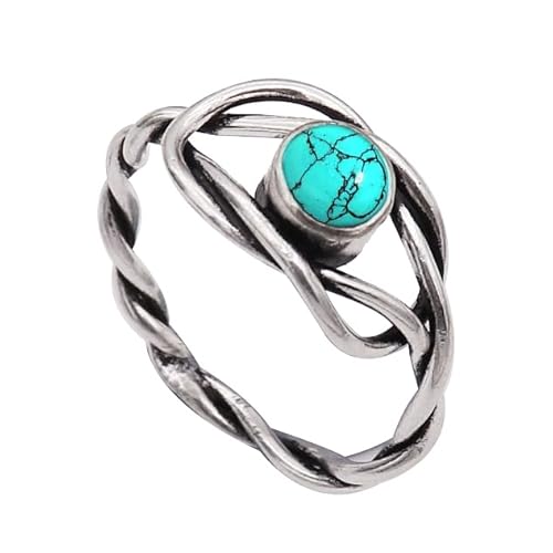 Laborgezüchteter Türkis Edelstein für Herren und Damen in allen Größen Sterling Silber Stilvoller Handgefertigter Band Ring Geschenkartikel Schmuck JSR-1002BU20_(66 (21.0)) von JEWELFORCE