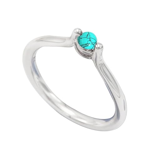 Laborgezüchteter Türkis Edelstein für Herren und Damen in allen Größen Sterling Silber Stilvoller Handgefertigter Band Ring Geschenkartikel Schmuck JSR-1064BU3_(49 (15.6)) von JEWELFORCE