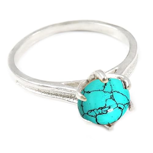 Laborgezüchteter Türkis Edelstein für Herren und Damen in allen Größen Sterling Silber Stilvoller Handgefertigter Band Ring Geschenkartikel Schmuck JSR-361BU8_(54 (17.2)) von JEWELFORCE
