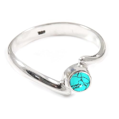 Laborgezüchteter Türkis Edelstein für Herren und Damen in allen Größen Sterling Silber Stilvoller Handgefertigter Band Ring Geschenkartikel Schmuck JSR-369BU20_(66 (21.0)) von JEWELFORCE