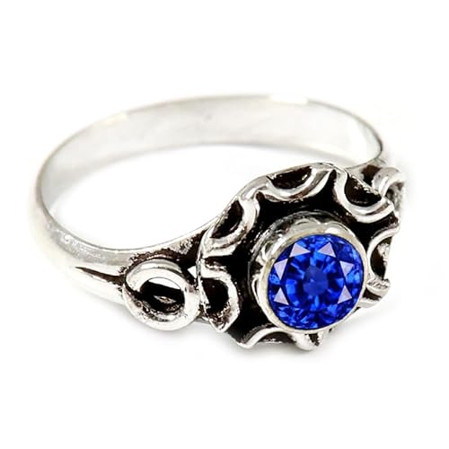 Laborgezüchteter blauer Saphir Edelstein für Herren und Damen in allen Größen Sterling Silber Stilvoller Handgefertigter Band Ring Geschenkartikel Schmuck JSR-167AO17_(63 (20.1)) von JEWELFORCE