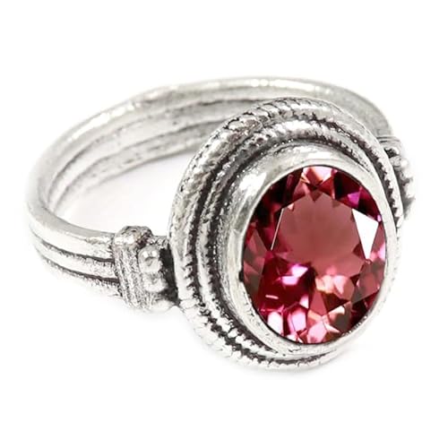 Laborgezüchteter rosa Turmalin Edelstein 925 Sterling Silber Stilvoller Handgefertigter Band Ring Geschenkartikel Herren und Damen Schmuck JSR-354AR6_(52 (16.6)) von JEWELFORCE
