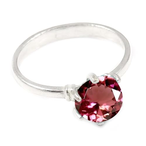 Laborgezüchteter rosa Turmalin Edelstein Sterling Silber Stilvoller Handgefertigter Band Ring Geschenkartikel für Männer und Frauen Schmuck JSR-355AR5_(51 (16.2)) von JEWELFORCE