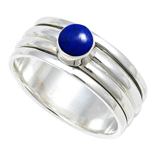 Lapislazuli Edelstein 925 Sterling Silber Stilvoller Handgefertigter Band Ring Geschenkartikel Herren und Damen Alle Größen Schmuck JSR-148BV27_(73 (23.2)) von JEWELFORCE