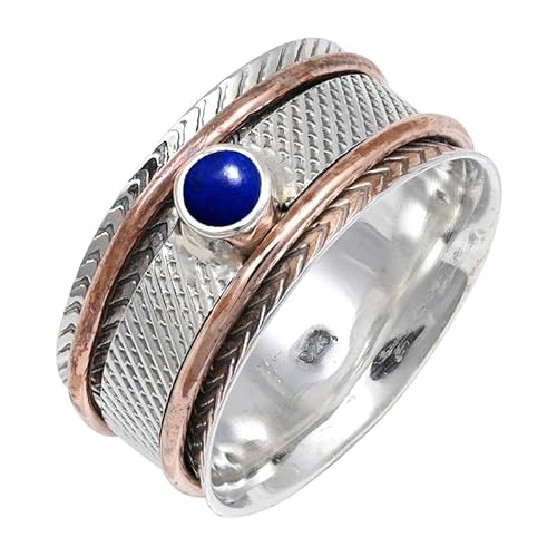 Lapislazuli Edelstein 925 Sterling Silber Stilvoller Handgefertigter Band Ring Geschenkartikel Herren und Damen Alle Größen Schmuck JSR-157BV26_(72 (22.9)) von JEWELFORCE