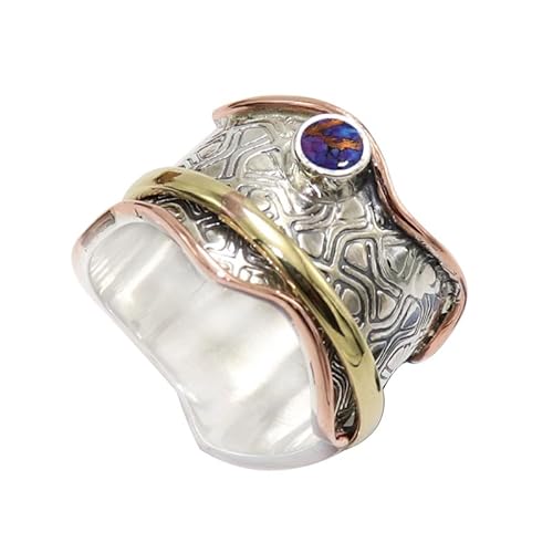 Lila Kupfertürkis Edelstein Spinner Ring Herren und Damen Spinner Ring 925 Sterling Silber Spinner Alle Größen handgefertigter Schmuck JSR-1114BK18_(64 (20.4)) von JEWELFORCE