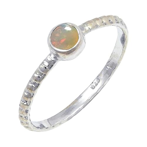Opal Edelstein für Herren und Damen in allen Größen Sterling Silber Stilvoller Handgefertigter Band Ring Geschenkartikel Schmuck JSR-128BE8_(54 (17.2)) von JEWELFORCE