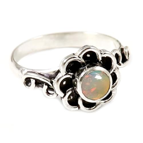 Opal Edelstein für Herren und Damen in allen Größen Sterling Silber Stilvoller Handgefertigter Band Ring Geschenkartikel Schmuck JSR-162BE14_(60 (19.1)) von JEWELFORCE
