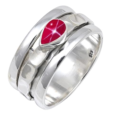 Pink Lindy Star Lab Grown Edelstein für Herren und Damen in allen Größen Sterling Silber Stilvoller Handgefertigter Band Ring Geschenkartikel Schmuck JSR-141BH11_(57 (18.1)) von JEWELFORCE