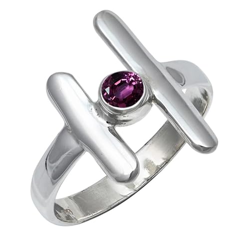 Rhodolite Lab Grown Edelstein Sterling Silber Stilvoller Handgefertigter Band Ring Geschenkartikel für Männer und Frauen in allen Größen Schmuck JSR-105AW12_(58 (18.5)) von JEWELFORCE
