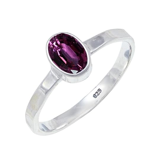 Rhodolite Lab Grown Edelstein Sterling Silber Stilvoller Handgefertigter Band Ring Geschenkartikel für Männer und Frauen in allen Größen Schmuck JSR-108AW15_(61 (19.4)) von JEWELFORCE
