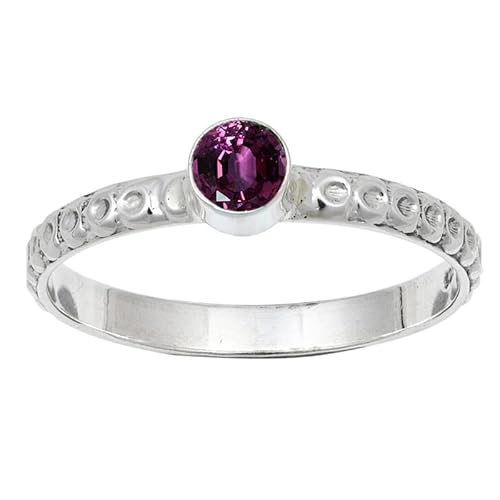 Rhodolite Lab Grown Edelstein Sterling Silber Stilvoller Handgefertigter Band Ring Geschenkartikel für Männer und Frauen in allen Größen Schmuck JSR-115AW13_(59 (18.8)) von JEWELFORCE