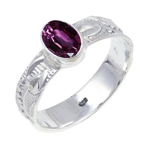 Rhodolite Lab Grown Edelstein Sterling Silber Stilvoller Handgefertigter Band Ring Geschenkartikel für Männer und Frauen in allen Größen Schmuck JSR-117AW20_(66 (21.0)) von JEWELFORCE