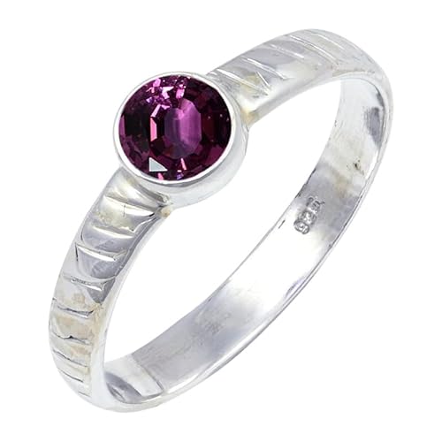 Rhodolite Lab Grown Edelstein Sterling Silber Stilvoller Handgefertigter Band Ring Geschenkartikel für Männer und Frauen in allen Größen Schmuck JSR-118AW23_(69 (22.0)) von JEWELFORCE