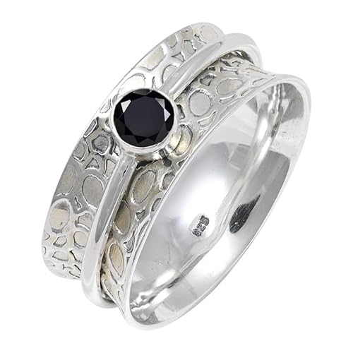 Schwarzer Onyx Edelstein für Herren und Damen in allen Größen Sterling Silber Stilvoller Handgefertigter Band Ring Geschenkartikel Schmuck JSR-145AE19_(65 (20.7)) von JEWELFORCE