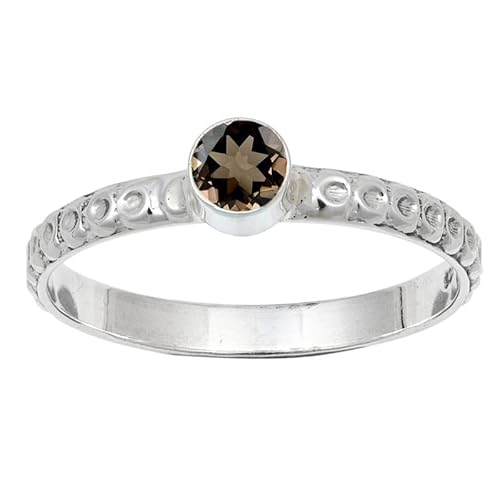 Smoky Quartz Edelstein Sterling Silber Stilvoller Handgefertigter Band Ring Geschenkartikel für Männer und Frauen in allen Größen Schmuck JSR-115AD26_(72 (22.9)) von JEWELFORCE