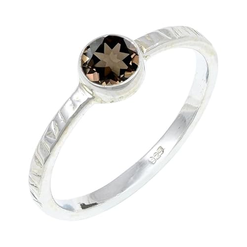 Smoky Quartz Edelstein Sterling Silber Stilvoller Handgefertigter Band Ring Geschenkartikel für Männer und Frauen in allen Größen Schmuck JSR-132AD17_(63 (20.1)) von JEWELFORCE
