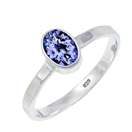 Tanzanite Lab Grown Edelstein 925 Sterling Silber Stilvoller Handgefertigter Band Ring Geschenkartikel Herren und Damen Alle Größen Schmuck JSR-108AV22_(68 (21.6)) von JEWELFORCE