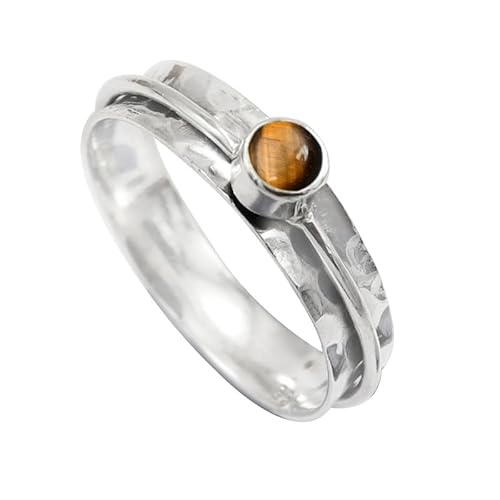 Tigerauge Edelstein Sterling Silber Stilvoller Handgefertigter Band Ring Geschenkartikel für Männer und Frauen in allen Größen Schmuck JSR-152CC18_(64 (20.4)) von JEWELFORCE