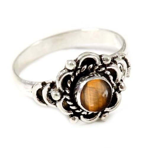 Tigerauge Edelstein Sterling Silber Stilvoller Handgefertigter Band Ring Geschenkartikel für Männer und Frauen in allen Größen Schmuck JSR-170CC1_(47 (15.0)) von JEWELFORCE