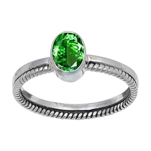 Tsavorite Lab Grown Edelstein für Herren und Damen in allen Größen Sterling Silber Stilvoller Handgefertigter Band Ring Geschenkartikel Schmuck JSR-109AU16_(62 (19.7)) von JEWELFORCE