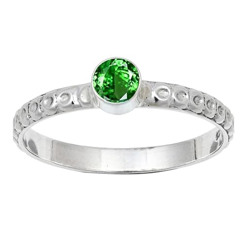 Tsavorite Lab Grown Edelstein für Herren und Damen in allen Größen Sterling Silber Stilvoller Handgefertigter Band Ring Geschenkartikel Schmuck JSR-115AU27_(73 (23.2)) von JEWELFORCE