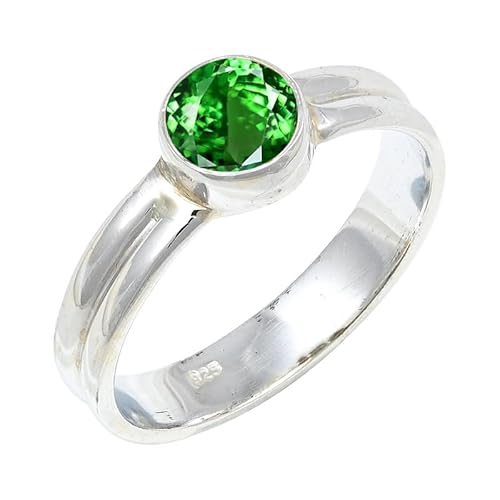 Tsavorite Lab Grown Edelstein für Herren und Damen in allen Größen Sterling Silber Stilvoller Handgefertigter Band Ring Geschenkartikel Schmuck JSR-133AU4_(50 (15.9)) von JEWELFORCE