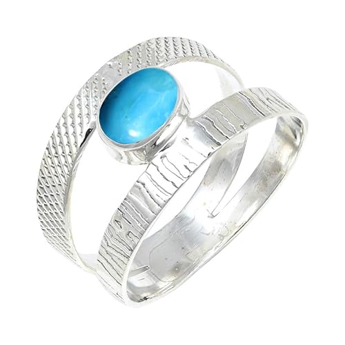 Turqouise Lab Grown Edelstein Sterling Silber Stilvoller Handgefertigter Band Ring Geschenkartikel für Männer und Frauen Schmuck JSR-131BT23_(69 (22.0)) von JEWELFORCE