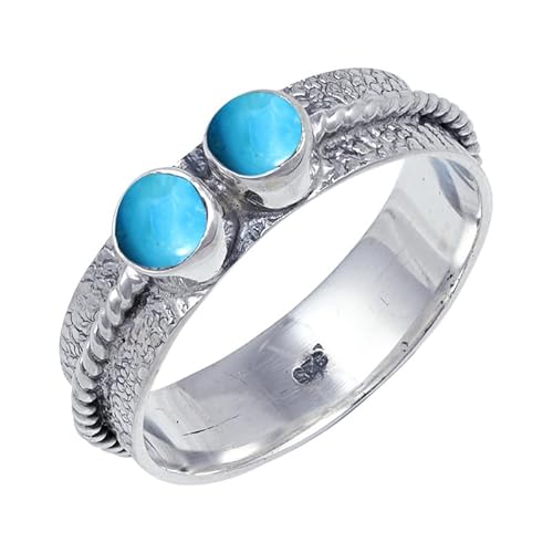 Turqouise Lab Grown Edelstein Sterling Silber Stilvoller Handgefertigter Band Ring Geschenkartikel für Männer und Frauen in allen Größen Schmuck JSR-112BT24_(70 (22.3)) von JEWELFORCE