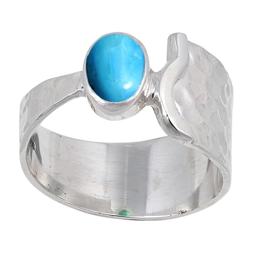 Turqouise Lab Grown Edelstein Sterling Silber Stilvoller Handgefertigter Band Ring Geschenkartikel für Männer und Frauen in allen Größen Schmuck JSR-125BT10_(56 (17.8)) von JEWELFORCE