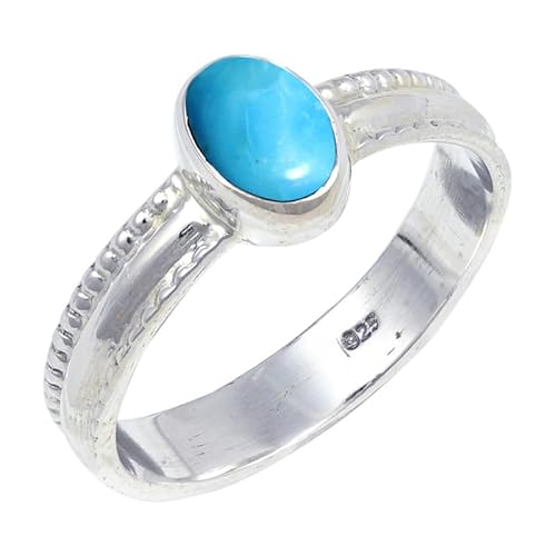 Turqouise Lab Grown Edelstein Sterling Silber Stilvoller Handgefertigter Band Ring Geschenkartikel für Männer und Frauen in allen Größen Schmuck JSR-126BT9_(55 (17.5)) von JEWELFORCE
