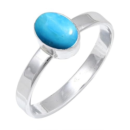 Turqouise Lab Grown Edelstein Sterling Silber Stilvoller Handgefertigter Band Ring Geschenkartikel für Männer und Frauen in allen Größen Schmuck JSR-129BT5_(51 (16.2)) von JEWELFORCE