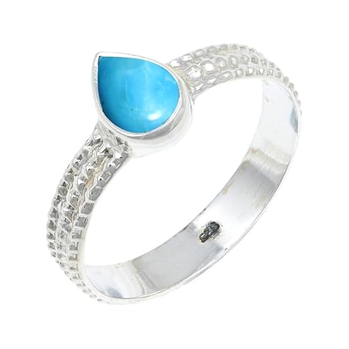 Turqouise Lab Grown Edelstein Sterling Silber Stilvoller Handgefertigter Band Ring Geschenkartikel für Männer und Frauen in allen Größen Schmuck JSR-130BT12_(58 (18.5)) von JEWELFORCE