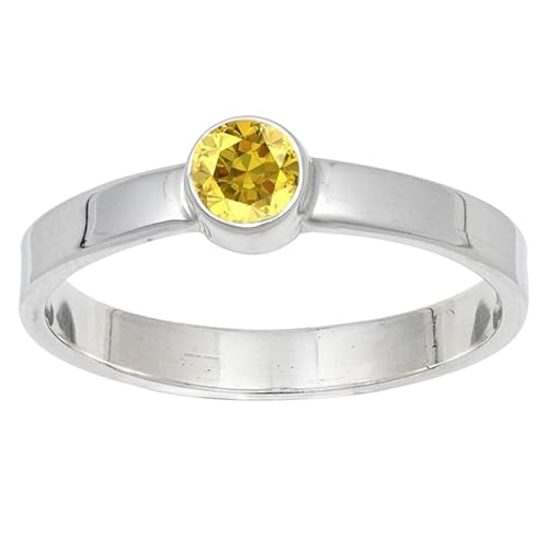 Yellow Sapphire Lab Grown Edelstein 925 Sterling Silber Stilvoller Handgefertigter Band Ring Geschenkartikel Herren und Damen Alle Größen Schmuck JSR-106AP5_(51 (16.2)) von JEWELFORCE