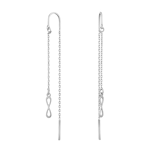 JC Jeweller Carat Damen Einfädel Ohrringe 925 Sterling Silber rhodiniert Zirkonia mit Geschenkbox (Unendlichkeitzeichen) von JC JEWELLER CARAT