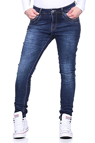 Jewelly Damenjeans im Skinny Style Boyfriends Hüftjeans Jeans Hose Röhre 22 (36, Blau 03) von Jewelly