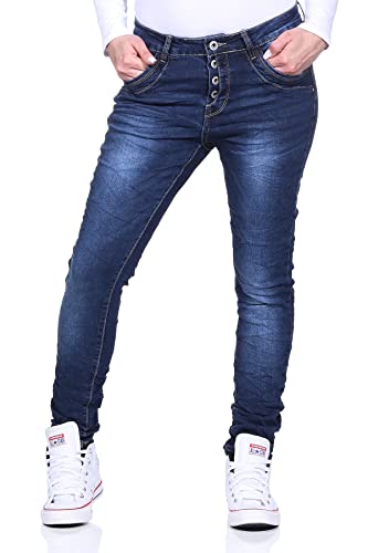 Jewelly Damenjeans im Skinny Style Boyfriends Hüftjeans Jeans Hose Röhre 22 (36, Blau 17) von Jewelly