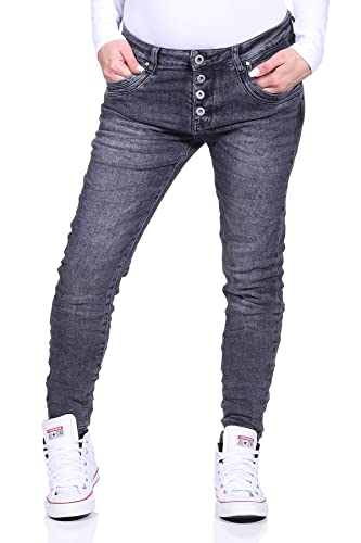 Jewelly Damenjeans im Skinny Style Boyfriends Hüftjeans Jeans Hose Röhre 22 (36, Grau 52) von Jewelly