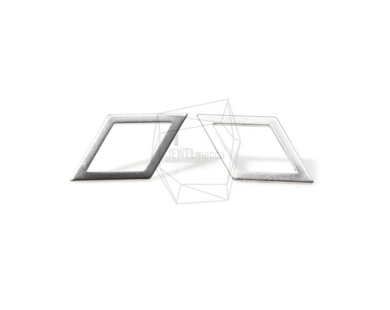 Erg-240-Mr/4 Stück-Diamant Form Ohr Post 13mm X 22mm Matt Rhodium Überzogen Mit Messing /Schmuckherstellung von JEWELMECCA