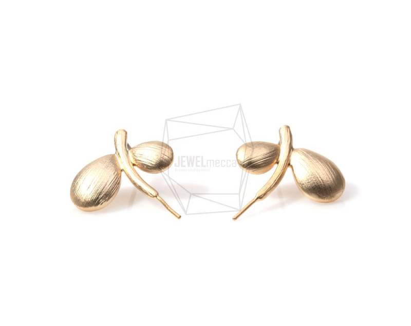 Erg-268-Mg/2Stück/Doppelblatt Ohr Post/19mm X 21mm/Matte Vergoldet Über Messing/925 Sterling Silber Post/Schmuckherstellung Erg-268-Mg/2Stück/Doppelblatt Ohr Post/19mm X 21mm/Matte Vergoldet Über Messing/925 Sterling Silber Post/Schmuckherstellung von JEWELMECCA